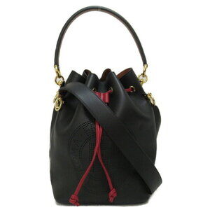 Fendi Montresor Shoulder Bag Leather Black